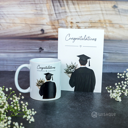 Congratulations Graduation Greeting Card & Printed Mug For Him
