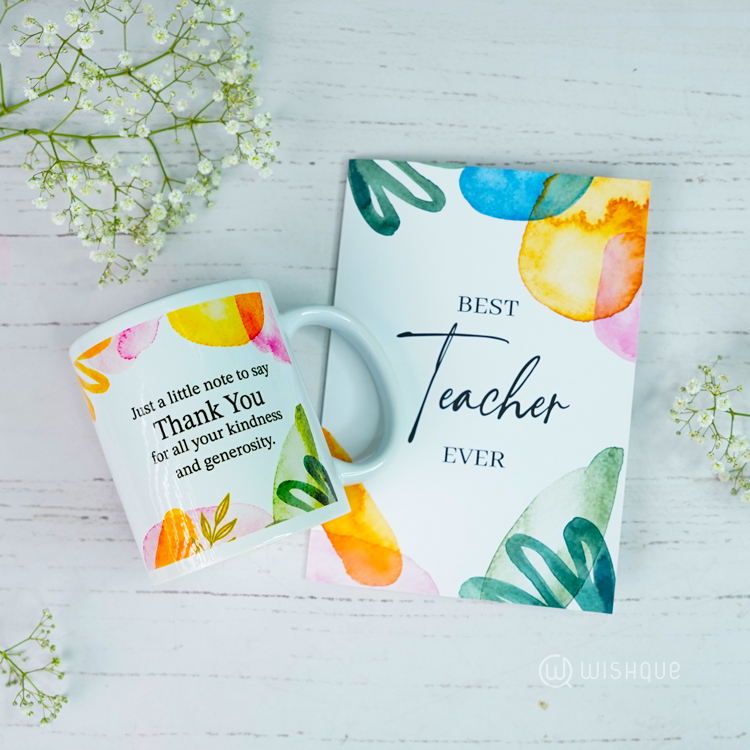 Best Teacher Ever Greeting Card & Printed Mug