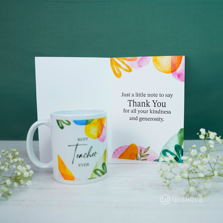 Best Teacher Ever Greeting Card & Printed Mug