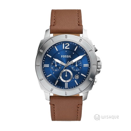Fossil Privateer 45mm Chronograph Brown Leather Watch BQM2819