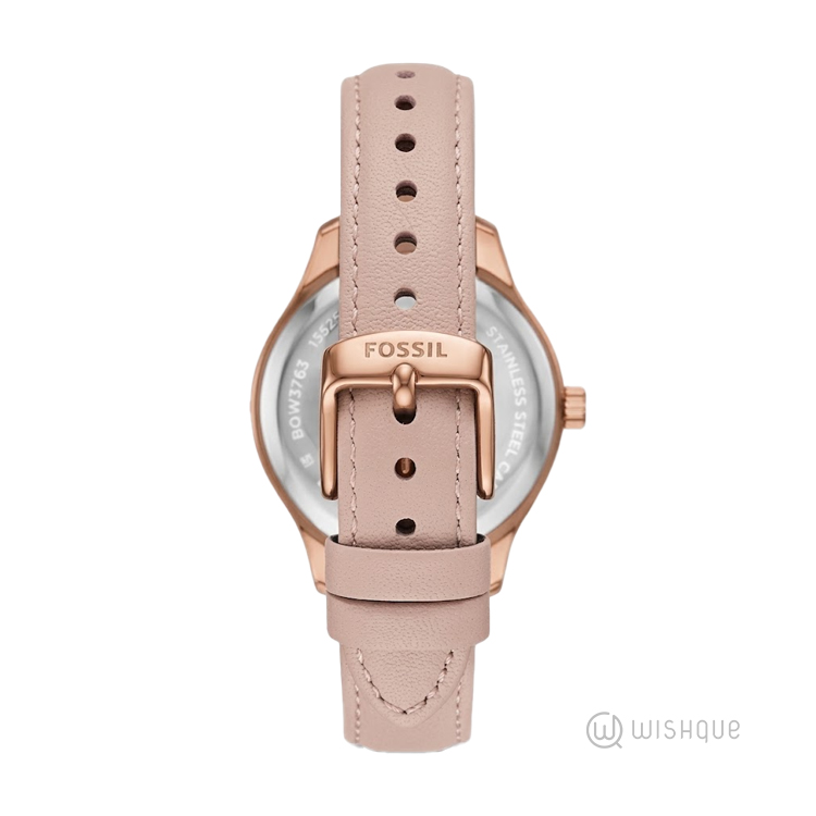 Fossil Rye 36mm Multifunction Pink Leather Watch BQW3763