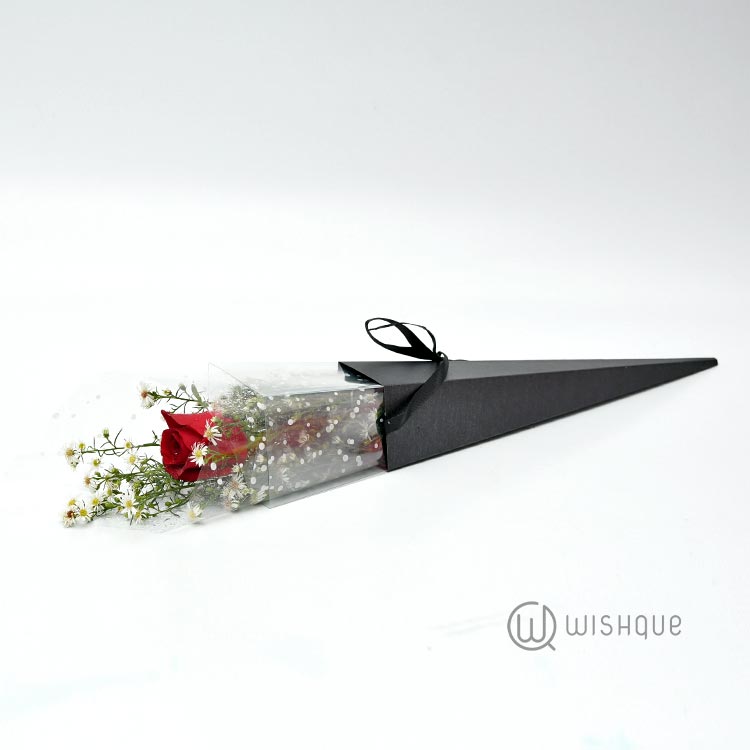 Single Fresh Red Rose in a Holder Wishque Sri Lanka's Premium