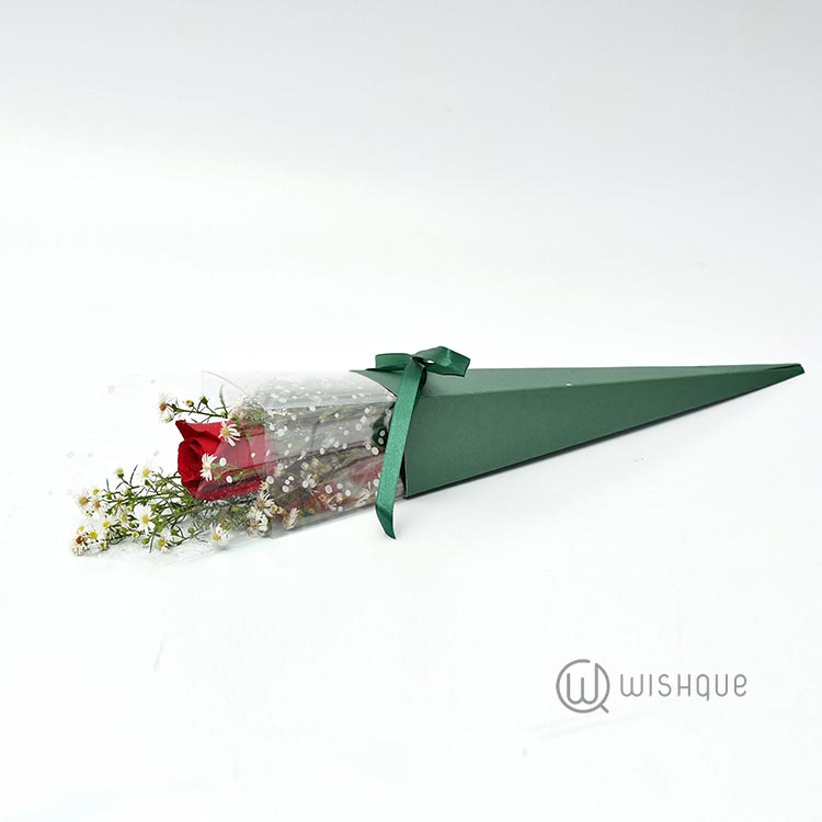 Single Fresh Red Rose in a Holder Wishque Sri Lanka's Premium
