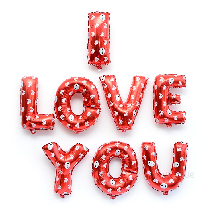I LOVE YOU Letters Balloons in Red