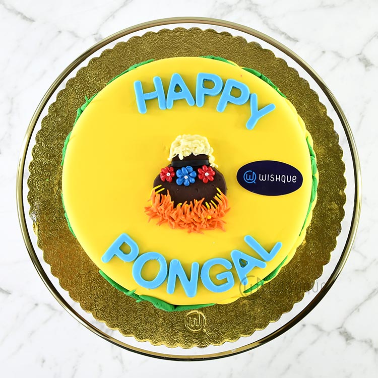 Happy Pongal Celebration Ribbon Cake