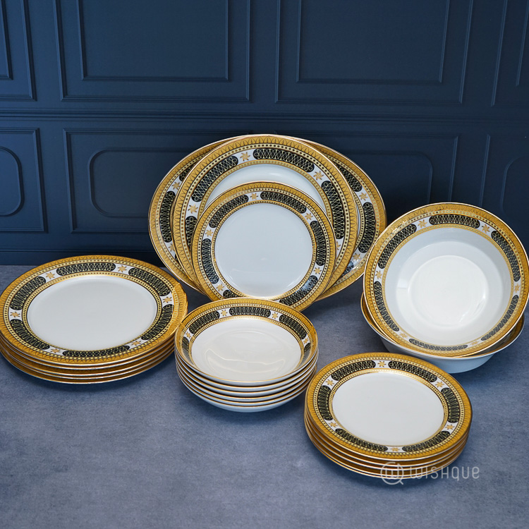 Cerulean Dreams 21 Pcs Dankotuwa Porcelain Dinner Set Wishque Sri