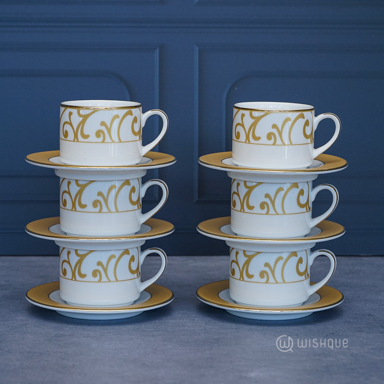 Gold Mix 12 Pcs Dankotuwa Porcelain Tea Set Wishque Sri Lanka's