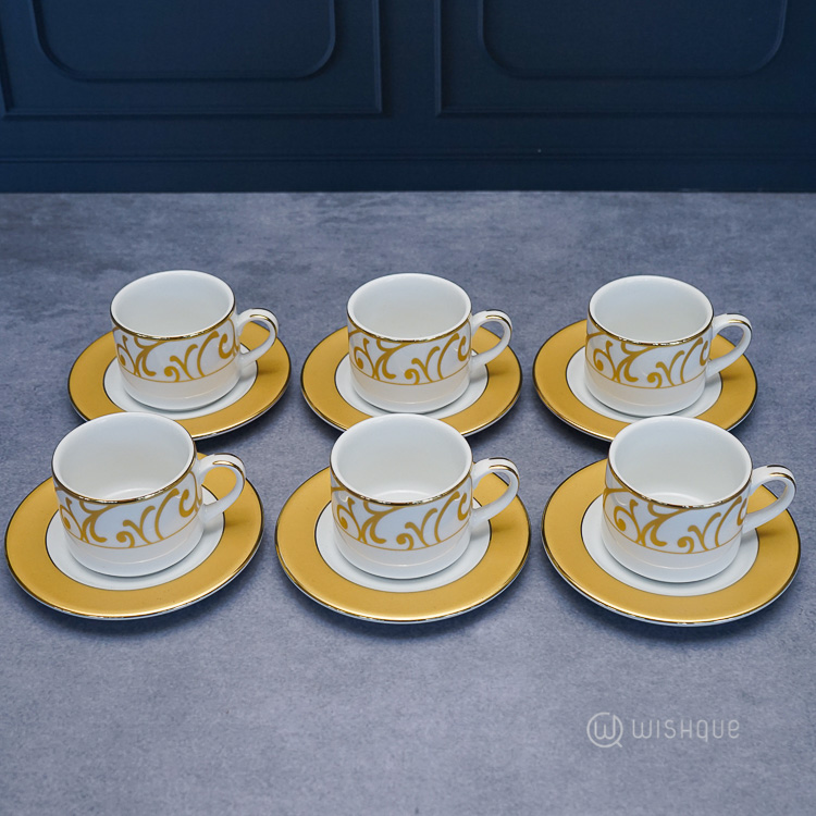 Gold Mix 12 Pcs Dankotuwa Porcelain Tea Set Wishque Sri Lanka's