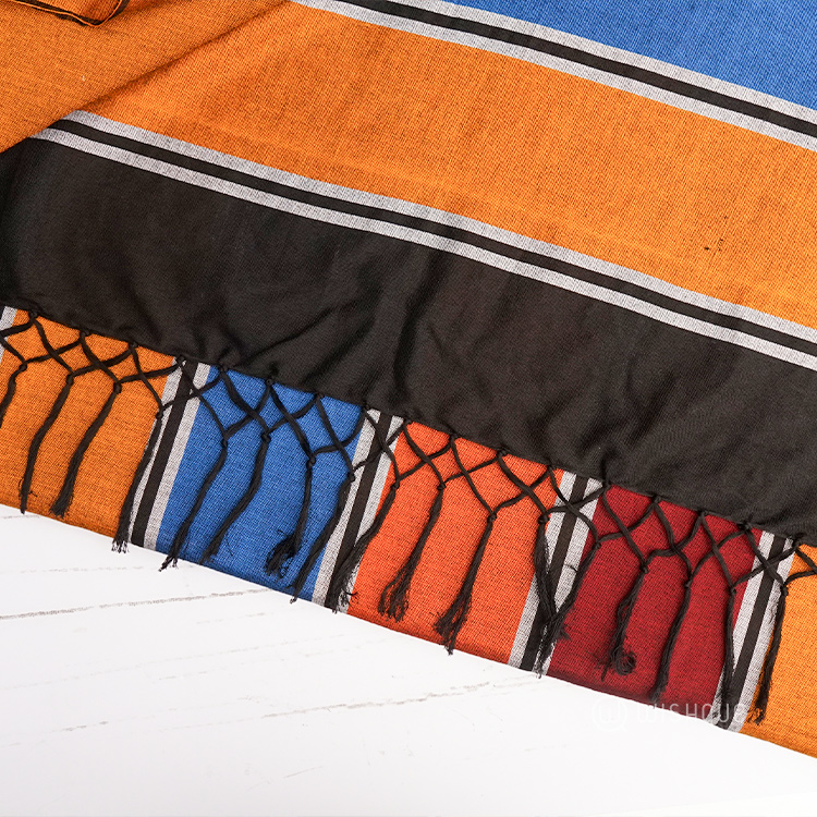 Black and Orange Striped Border Handloom Saree
