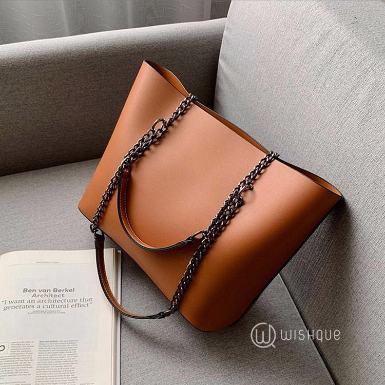 Pu Leather Shoulder Tote Bag Brown Wishque Sri Lanka's Premium Online Shop! Send Gifts to