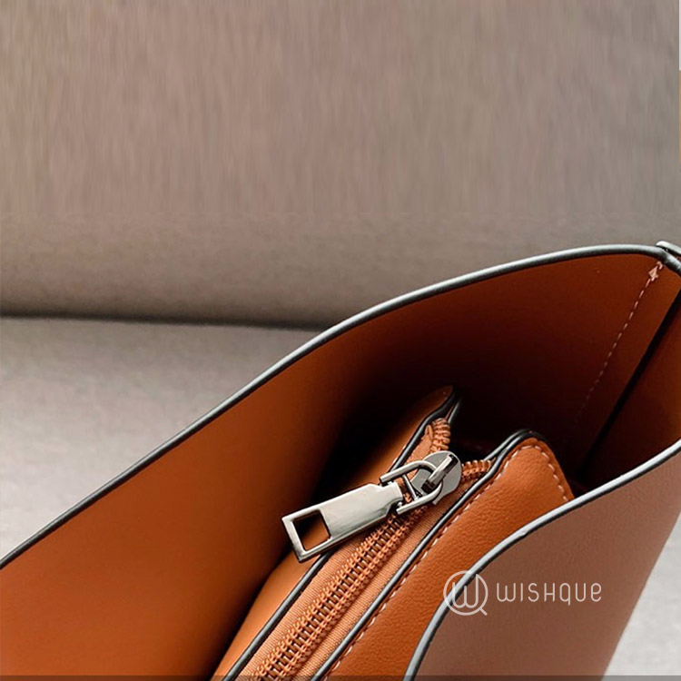 Pu Leather Shoulder Tote Bag Brown Wishque Sri Lanka's Premium