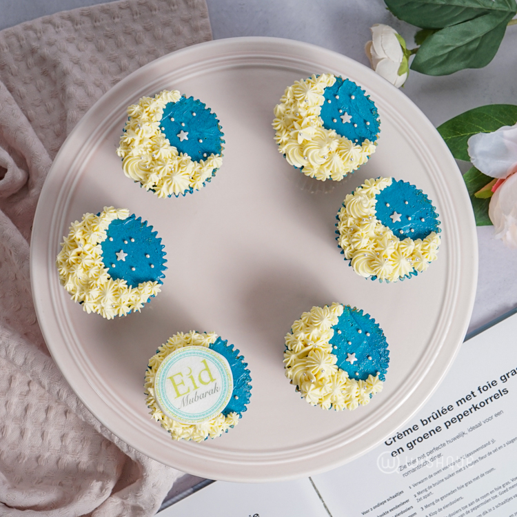 Eid White Chocolate Vanilla Cupcake Box of 6