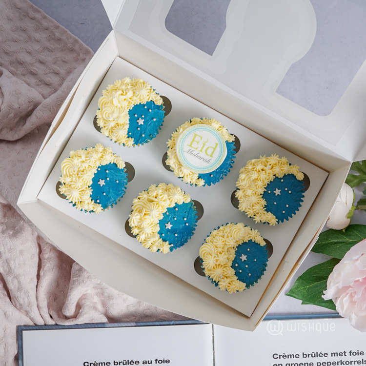 Eid White Chocolate Vanilla Cupcake Box of 6