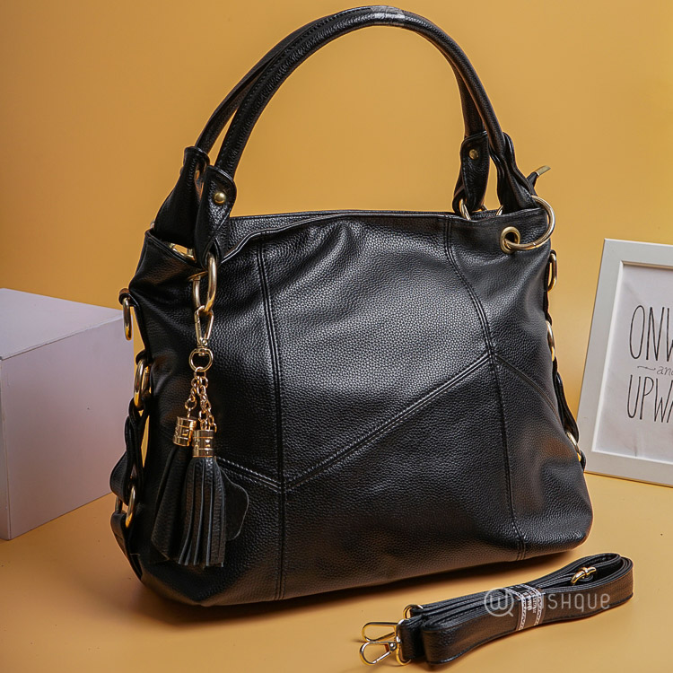 Women's Smart Casual PU Leather Handbag Black Wishque Sri Lanka's