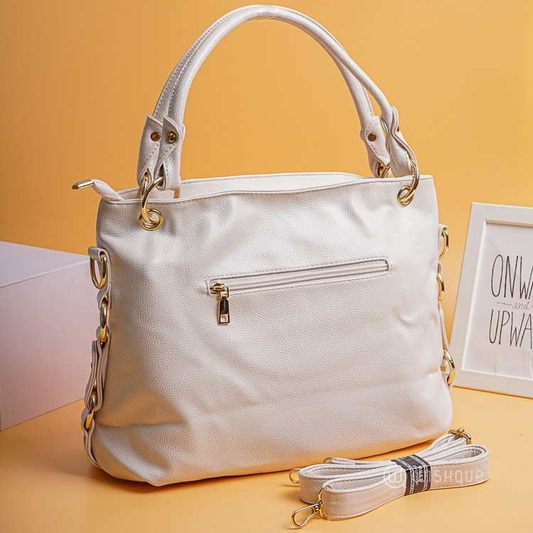 Women's Smart Casual PU Leather Handbag White Wishque Sri Lanka's