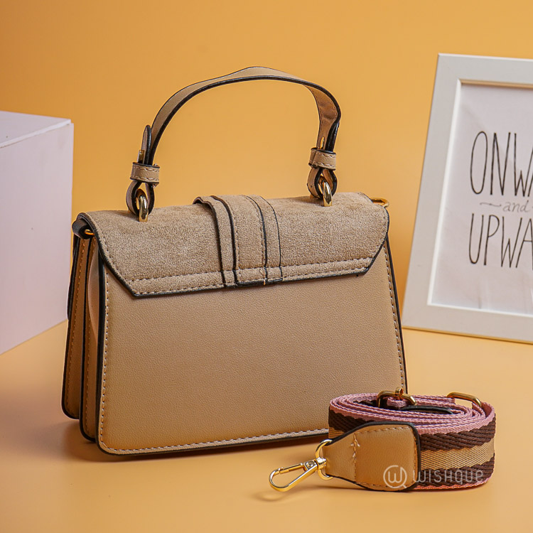 Fashion Leather Crossbody Shoulder Square Bag for Women Beige